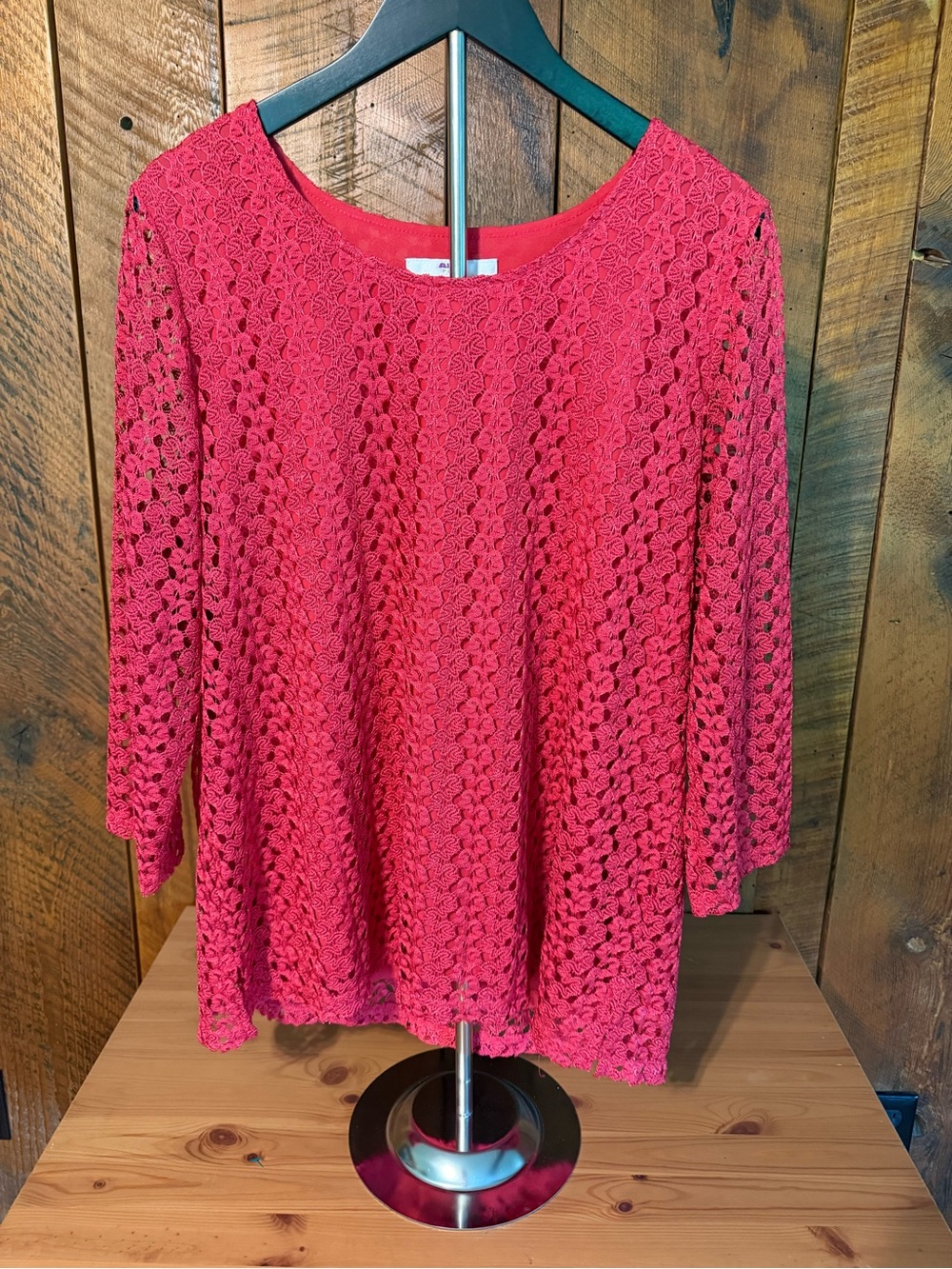 Vintage 90s Y2K Alia Pink Lace Overlay Blouse Coquette Cottagecore 1X